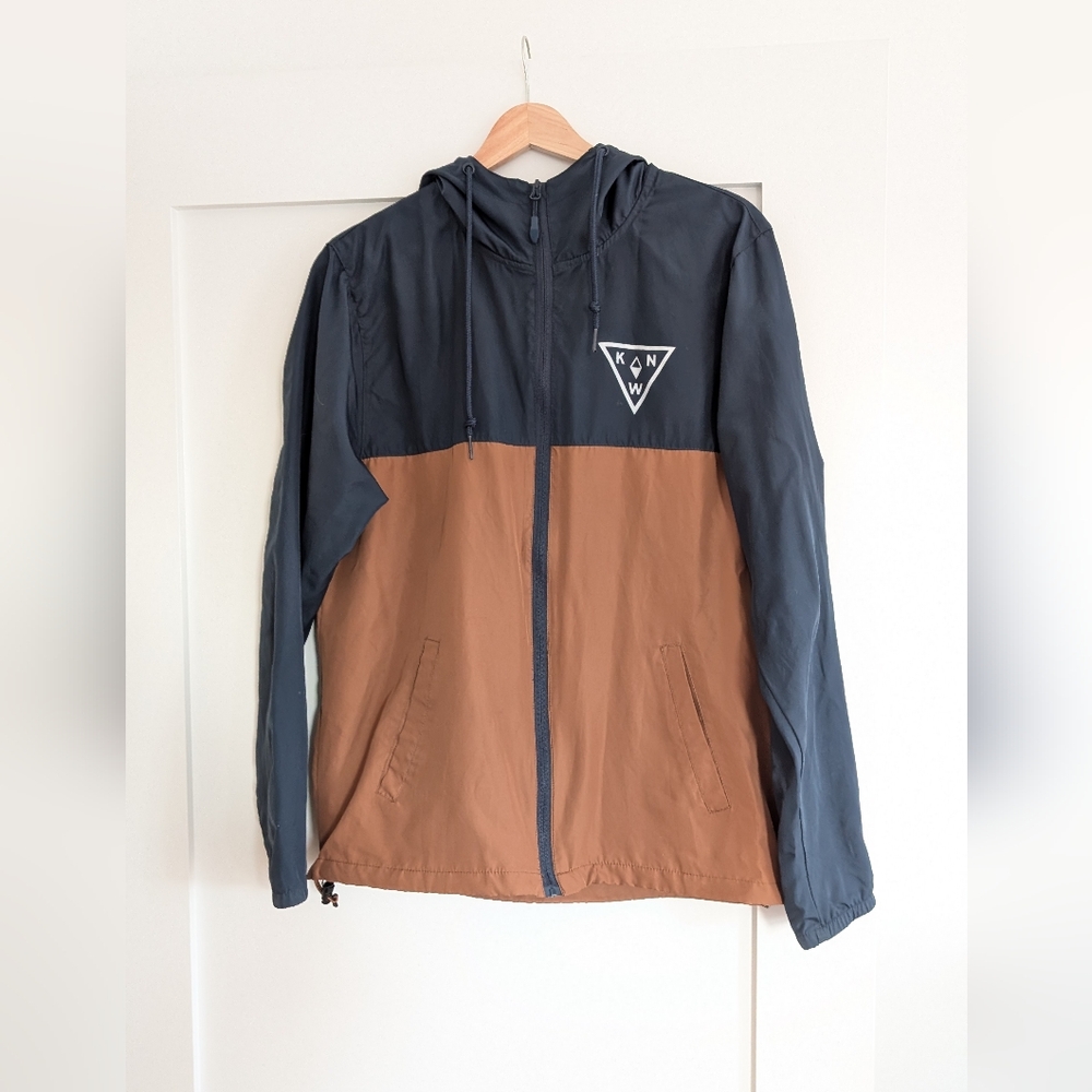 KON Men's Hooded Windbreaker - Black and Brown
